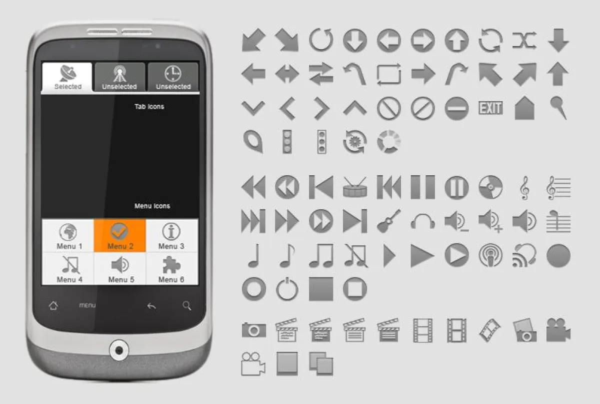 Menü-Icons und Tab-Icons für Android App-Entwickler von iconsBerlin