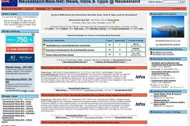 Bild: Neues Neuseeland Portal mit News, Infos, Links, Forum und Fotogalerie