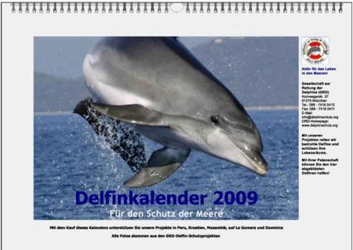 Für den Schutz der Meere: Der GRD-Delfinkalender 2009