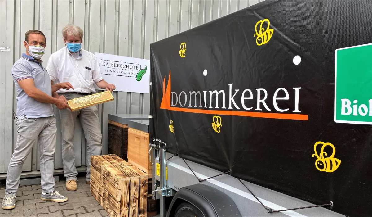 André Karpinski (links) nutzt jetzt Honig aus eigener Produktion (Foto: KAISERSCHOTE)