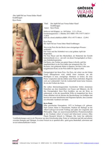 Der Apfel fiel aus Venus linker Hand (Buch-Neuerscheinung) Bild: Der Apfel fiel aus Venus linker Hand (Buch-Neuerscheinung)