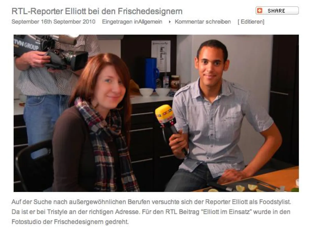 Elliott im Interview mit der Tristyle Foodstylistin Mirian Zieske