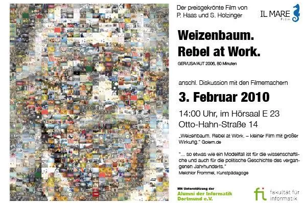 Weizenbaumfilm zum Lehrertag Informatik 2010 an der TU Dortmund Bild: Weizenbaumfilm zum Lehrertag Informatik 2010 an der TU Dortmund