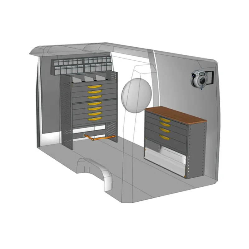 Details von der Rückseite eines VW Crafter mit Modulen von StoreVan