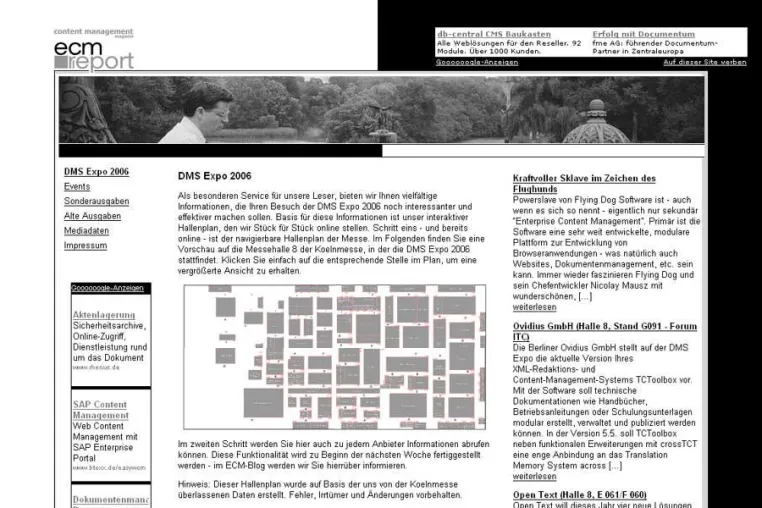 Bild: Hallenplan der DMS Expo 2006 beim Content Management Magazin