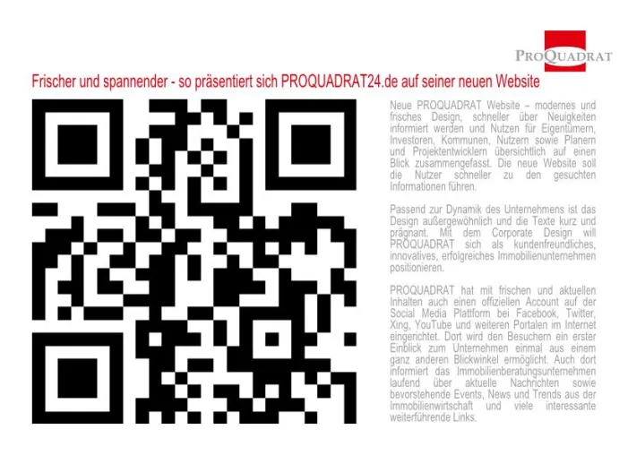 Bild: PROQUADRAT mit neuer Website online