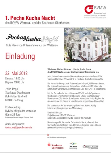 1. Pecha Kucha Nacht des BVMW Wetterau und der Sparkasse Oberhessen Bild: 1. Pecha Kucha Nacht des BVMW Wetterau und der Sparkasse Oberhessen