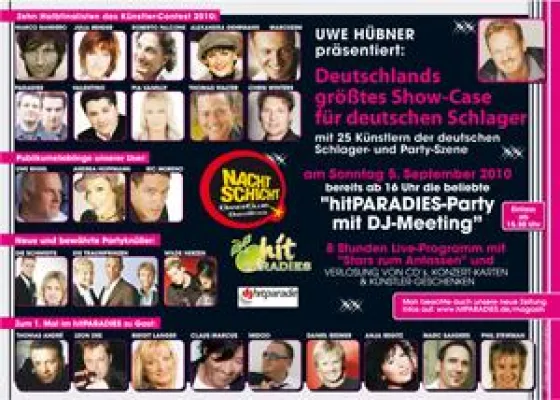 Am 05.09.2010 hitPARADIES-Party mit DJ-Meeting in der Nachtschicht in Köln Bild: Am 05.09.2010 hitPARADIES-Party mit DJ-Meeting in der Nachtschicht in Köln