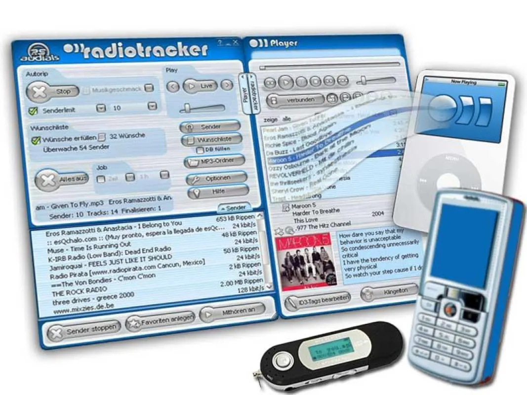 Radiotracker Internetradio Rekorder Platinum nimmt zielgenau Wunschmusik von Webradios auf