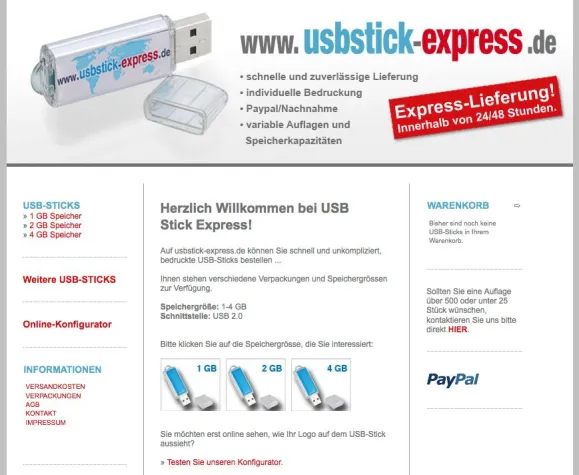 Bild: Individuelle Bedruckung von USB-Sticks overnight: USBstick-express.de