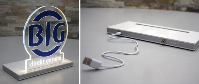 Bild: LED-Tischaufsteller - Jetzt auch als mobile Version mit USB-Eingang und Akku
