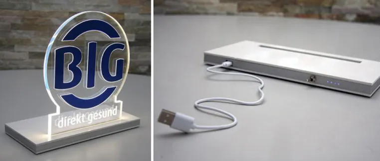 Bild: LED-Tischaufsteller - Jetzt auch als mobile Version mit USB-Eingang und Akku