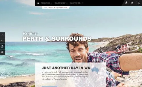 Bild: Die Webseite von Tourism Western Australia gehört zu den 25 besten der Welt