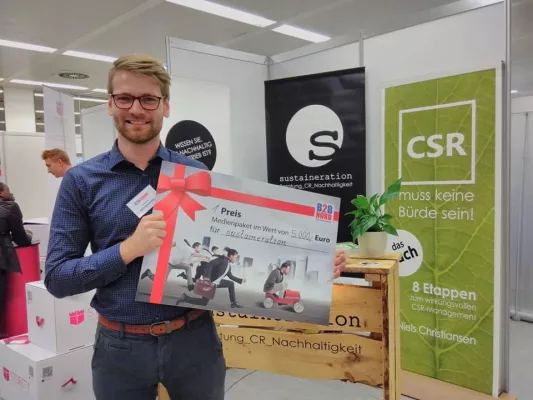 Bild: sustaineration erhalt den Grunderpreis von B2B Nord - Der Preis zeichnet den innovativsten Grunder aus
