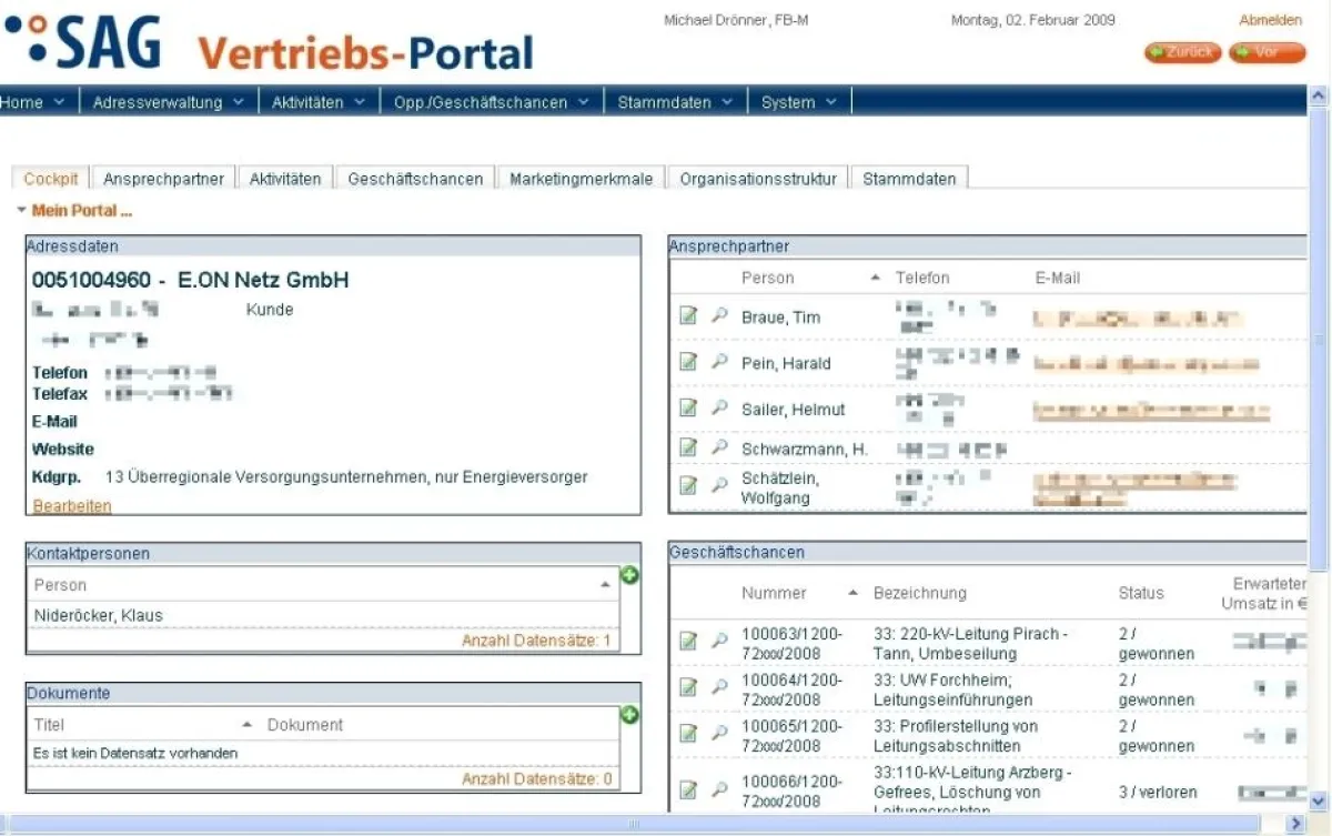Umfassendes Kundenmanagement mit dem SAG-Vertriebs-Portal
