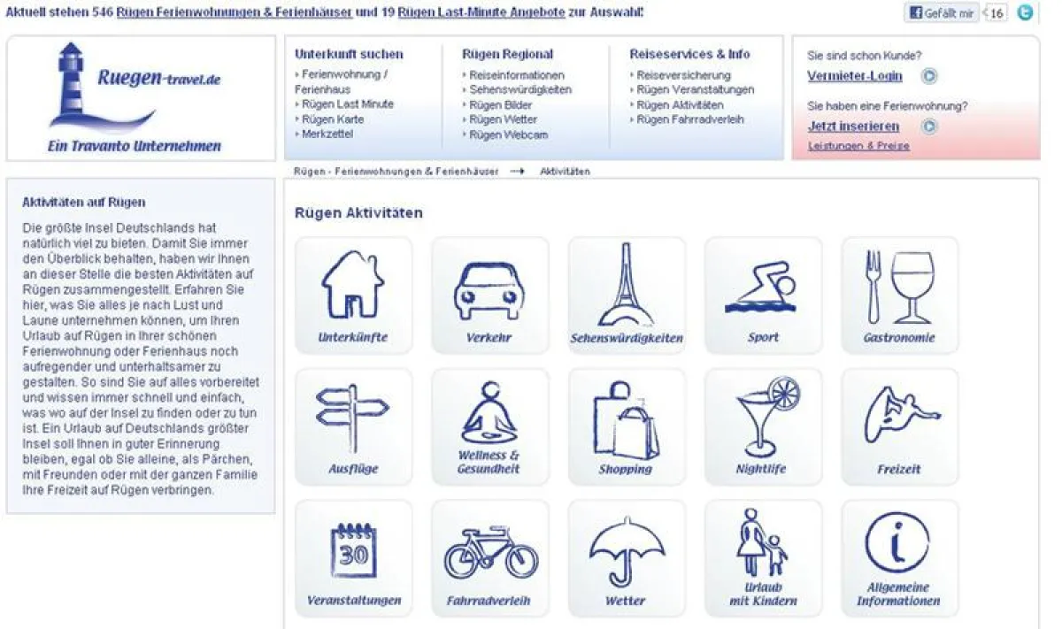 Mögliche Freizeitaktivitäten auf Rügen