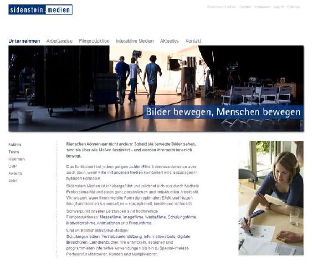 Screenshot neue Homepage von Sidenstein Medien