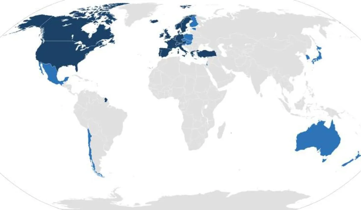 OECD-Mitgliedstaaten. Aus: Wikimedia, User cflm, veröffentlicht unter CC-BY-SA-2.0.