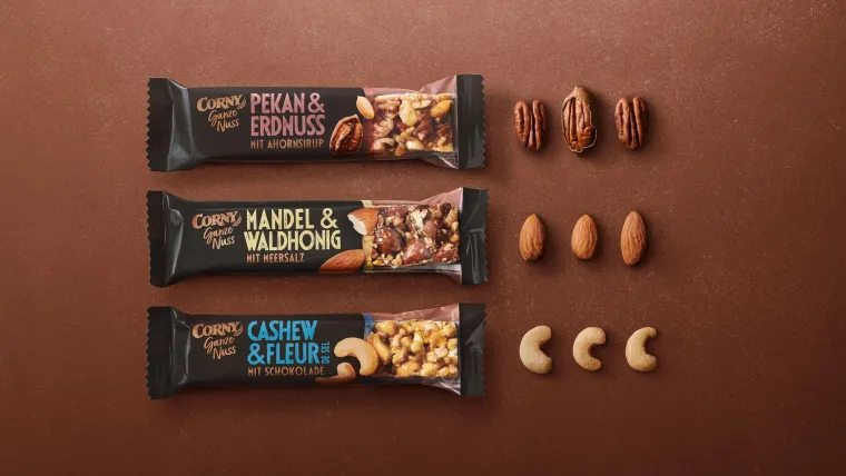 Bild: Neuer Premiumriegel CORNY Ganze Nuss verpackt von HAJOK