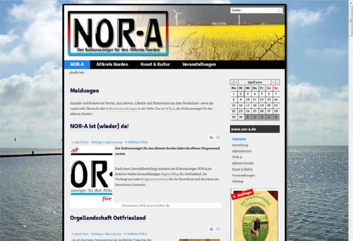 Der Kulturanzeiger NOR-A ist als Regionalblog für den Altkreis Norden wieder unter www.nor-a.de zurü