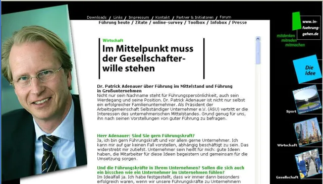 Bild: ASU-Präsident Dr. Patrick Adenauer im Interview auf in-fuehrung-gehen.de: Im Mittelpunkt muss der Gesellschafterwille stehen