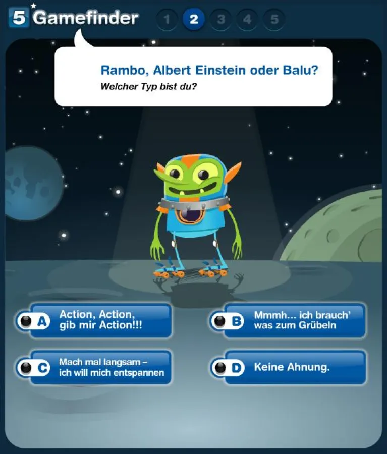 Hilfe gefällig? Nach nur fünf Fragen hat der Suchassistent schon die passenden Spiele gefunden.