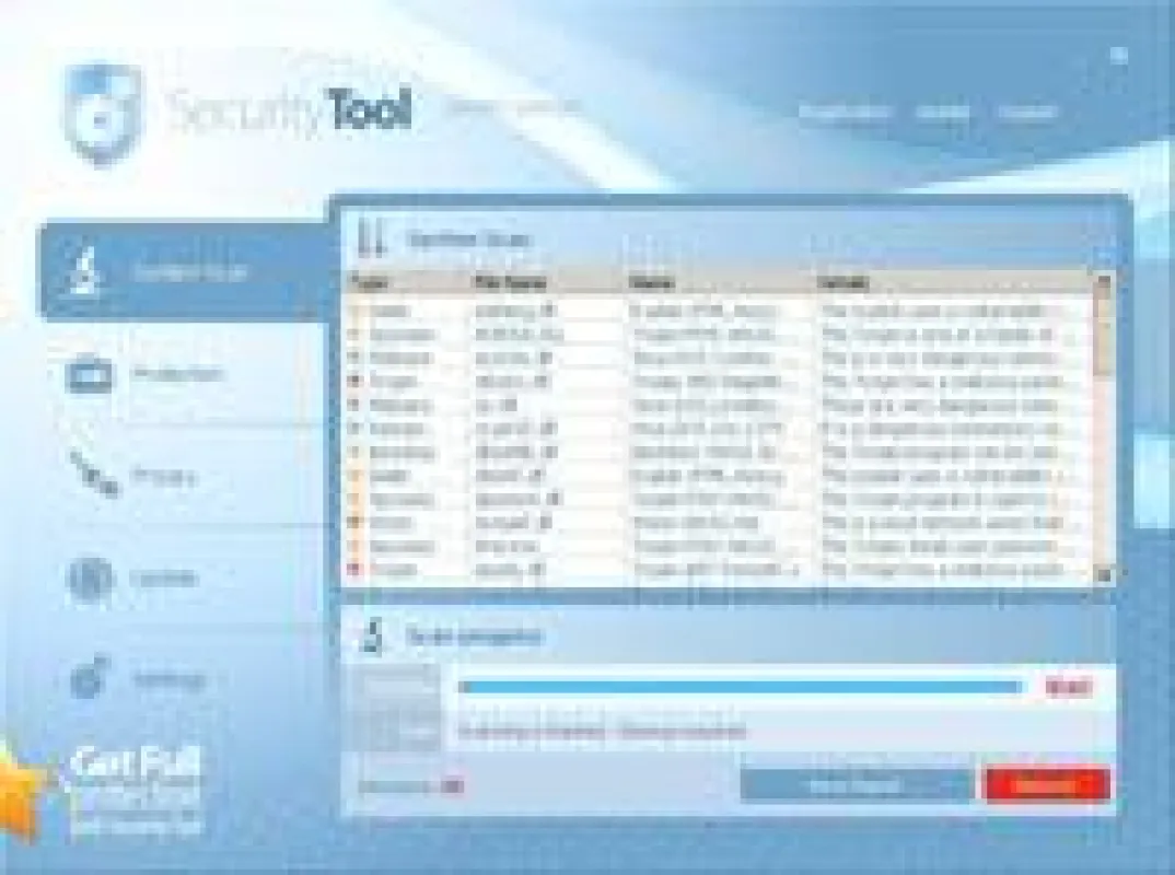 Startbildschirm des „Security Tool“
