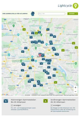 sammelstellensuche.de für die Abgabe von Altlampen ab 20 Stück Bild: sammelstellensuche.de für die Abgabe von Altlampen ab 20 Stück