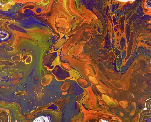 Bild: Kreative Pinselstriche und fließende Farbspiele aus Acryl