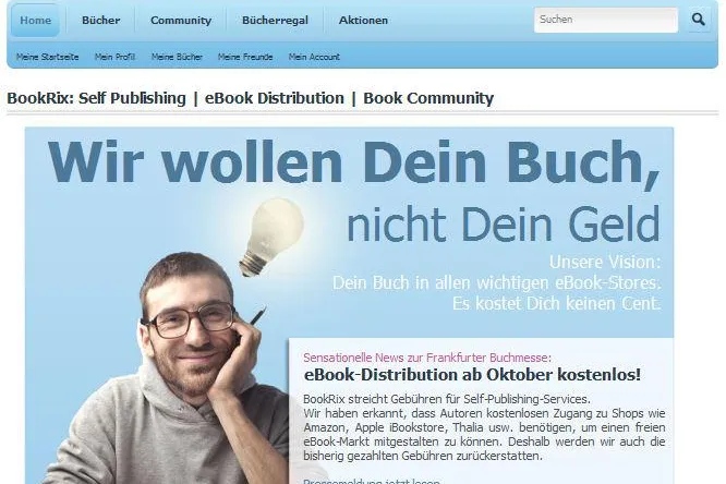Bild: Self-Publishing: Buch-Community BookRix.de startet zur Frankfurter Buchmesse kostenlose eBook-Distribution