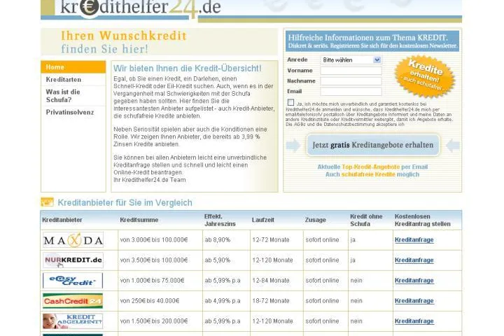 Kredithelfer24.de stellt neues Kreditvergleichsportal online Bild: Kredithelfer24.de stellt neues Kreditvergleichsportal online
