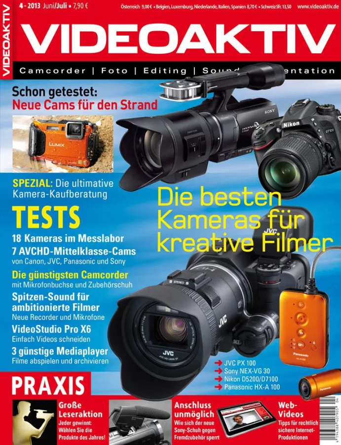 ?Die besten Kameras für kreative Filmer? präsentiert VIDEROAKTIV in der neuen Ausgabe 4/2013. Außerd