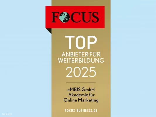 Bild: eMBIS Akademie auch 2025 FOCUS-Business Top-Anbieter für Weiterbildung D-A-CH
