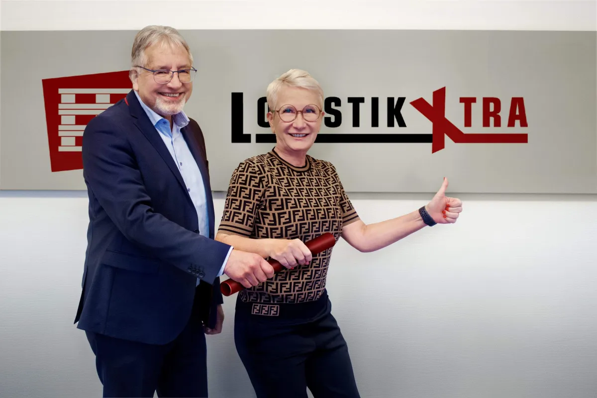 Die bisherige und die neue Geschäftsführung von Logistik Xtra: Richard Baumann und Barbara Arnhold (© Angelina Märkl)