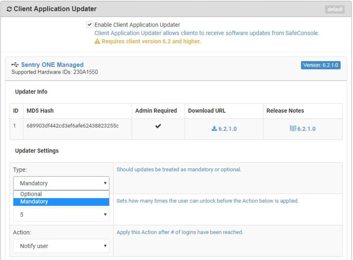 Screenshot SafeConsole 5.5