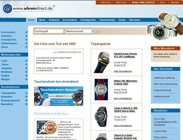 Bild: uhrendirect.de geht mit der Zeit