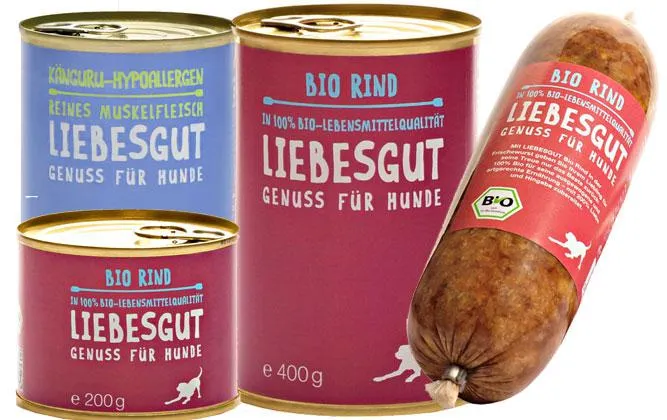 Liebesgut Hundefutter. Bild: Liebesgut Hundefutter.