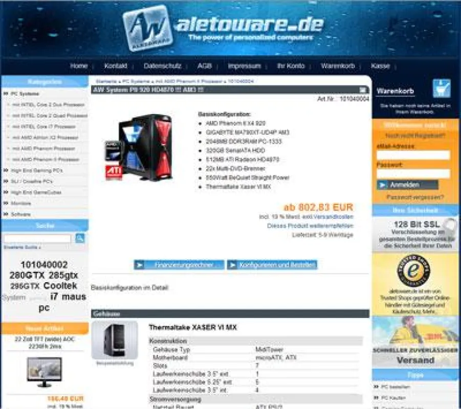 Neues PC System bei aletoware.de
