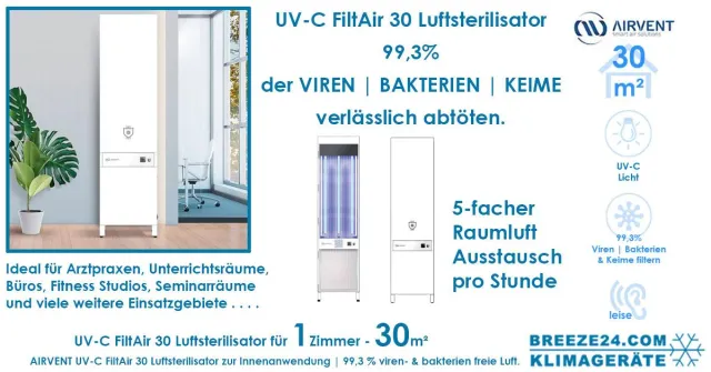 Bild: UV-C FiltAir 30 Luftsterilisator zur Innenanwendung (für 30m² Fläche)