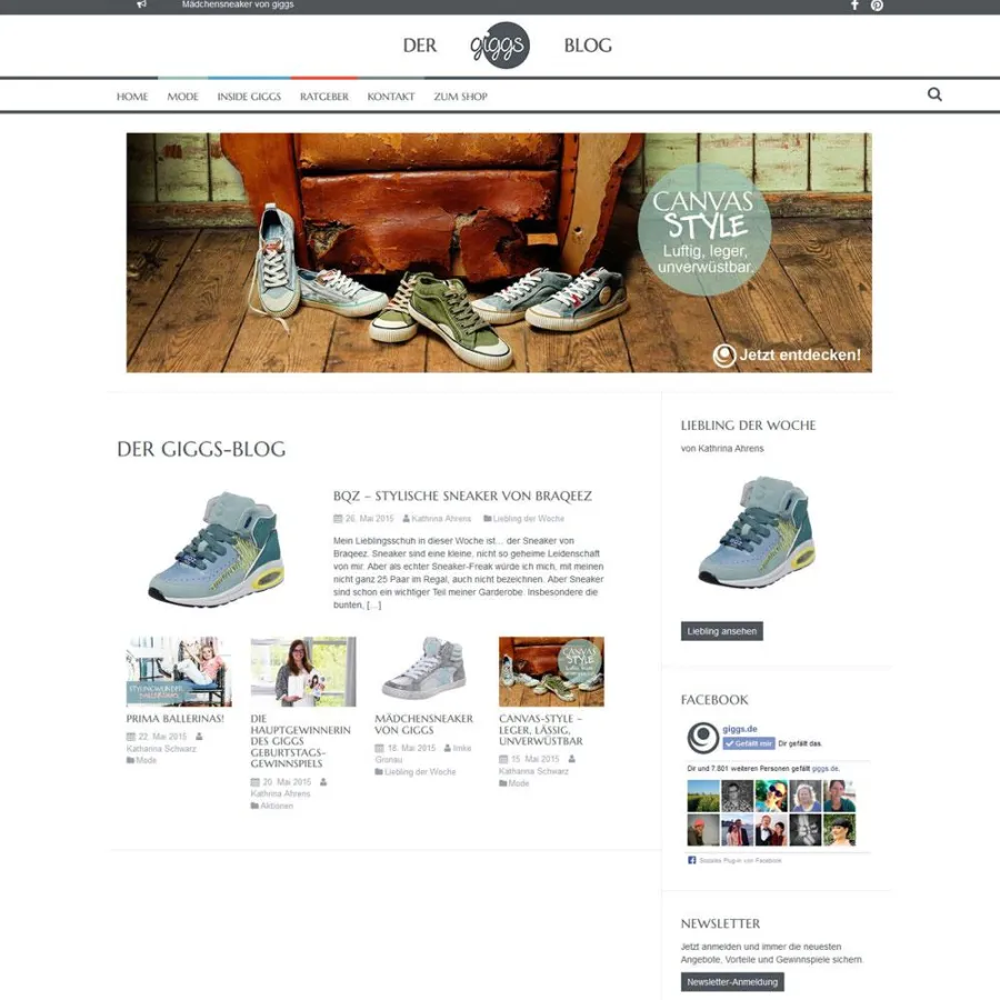 Startseiten-Screenshot giggs Blog