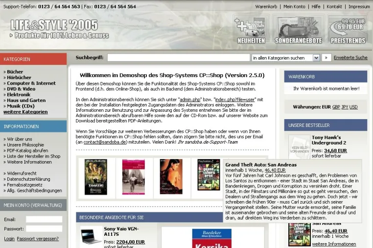 Bild: CP::Shop 2.5 - Das eCommerce-Komplettpaket zum kleinen Preis