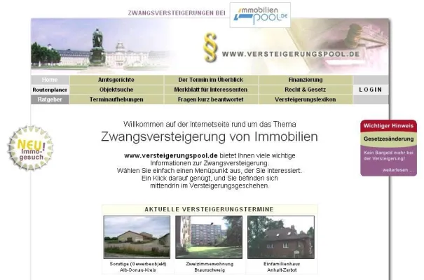Bild: immobilienpool.de informiert: Bei einer Zwangsversteigerung Immobilien äußerst günstig ersteigern