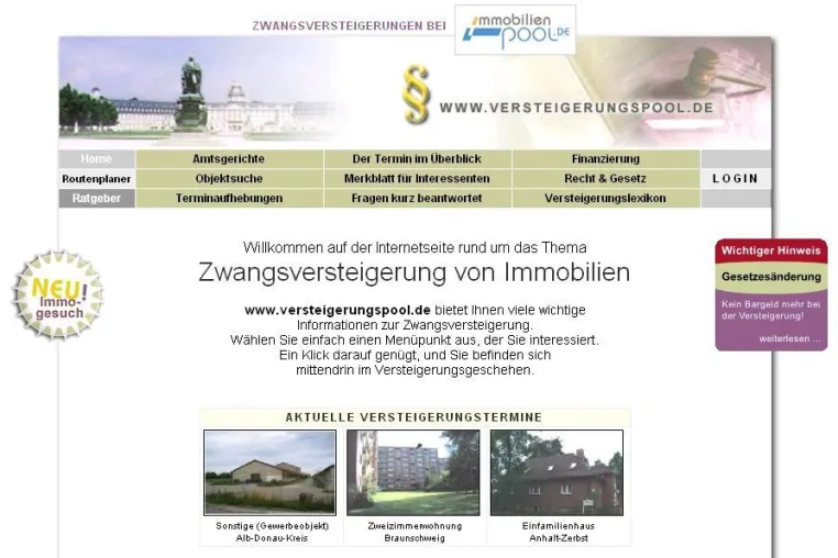 Bild: immobilienpool.de informiert: Bei einer Zwangsversteigerung Immobilien äußerst günstig ersteigern