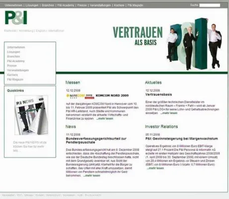 Wesentlich benutzerfreundlicher - Die neue Homepage der P&I AG Bild: Wesentlich benutzerfreundlicher - Die neue Homepage der P&I AG