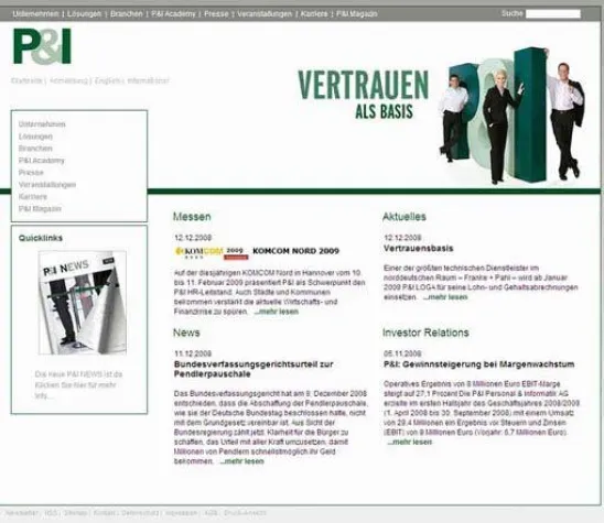 Bild: Wesentlich benutzerfreundlicher - Die neue Homepage der P&I AG