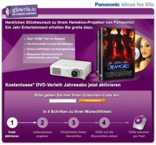 Bild: glowria und Panasonic kooperieren und bieten das perfekte Heimkinoerlebnis