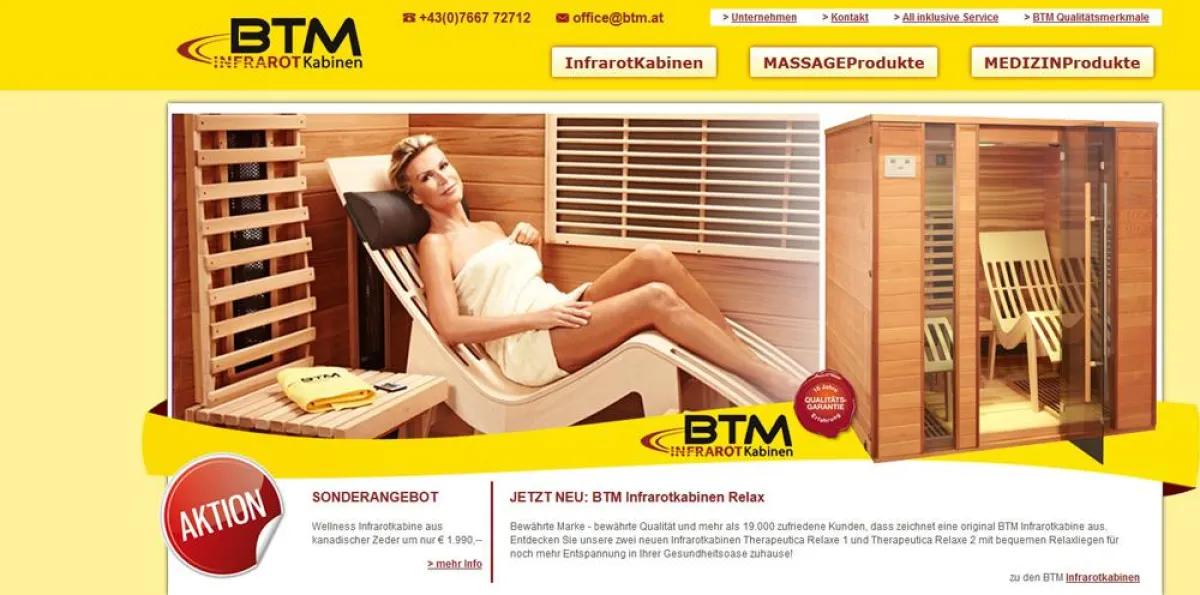 BTM Infrarotkabinen bestechen mit Innovation und Qualität