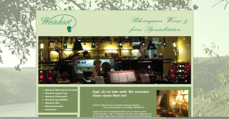 Bild: Neue Homepage für das WEINKOST Berlin - Das einzige Rheingau Berlins jetzt online? auf TYPO3 Plattform