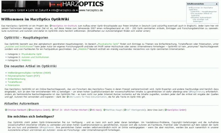 Bild: HarzOptics GmbH startet exklusives OptikWiki