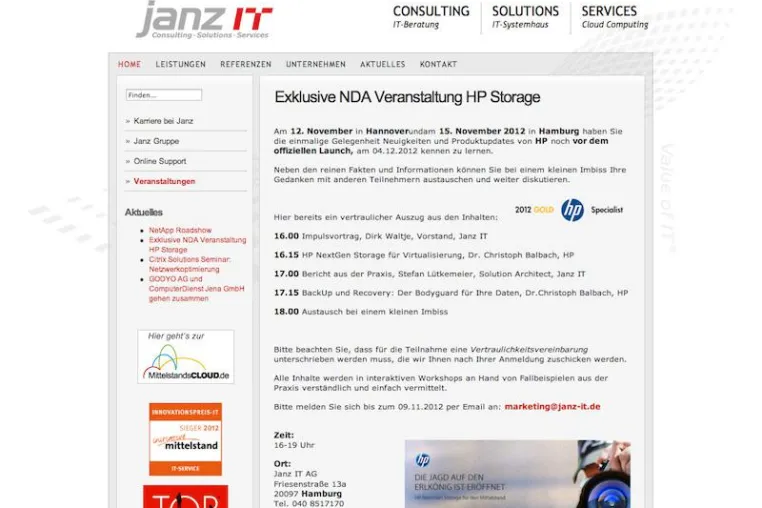 Janz IT AG stellt den „Erlkönig“ HP Next Gen Storage vor Bild: Janz IT AG stellt den „Erlkönig“ HP Next Gen Storage vor